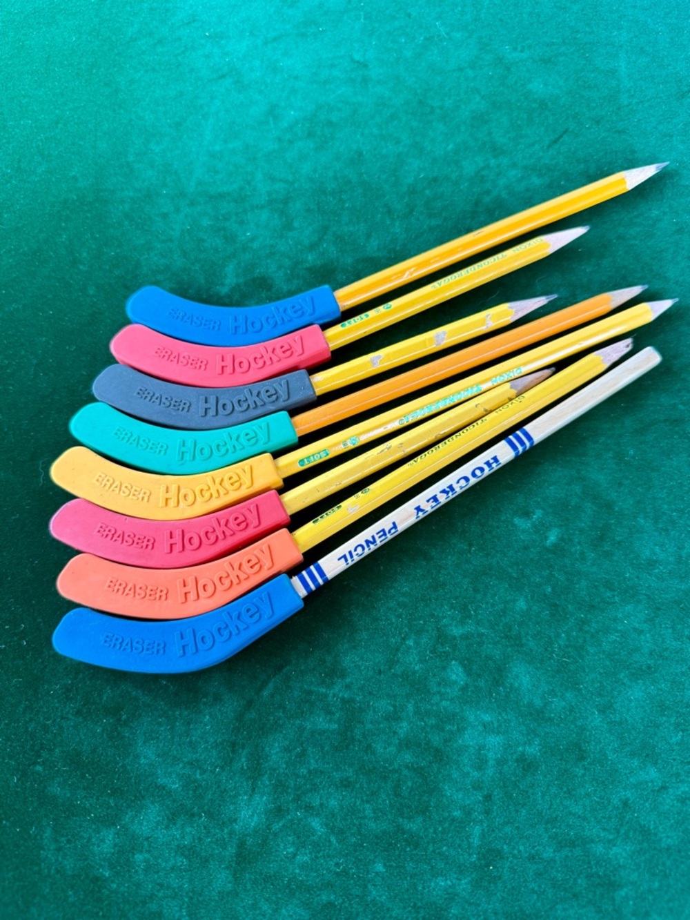 Hockey Stick Eraser Pencils * Lot of 8 * Novelty Stationery * Gifts * Teachers